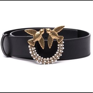 Pink Logo-Plaque Leather Belt - Black - XS